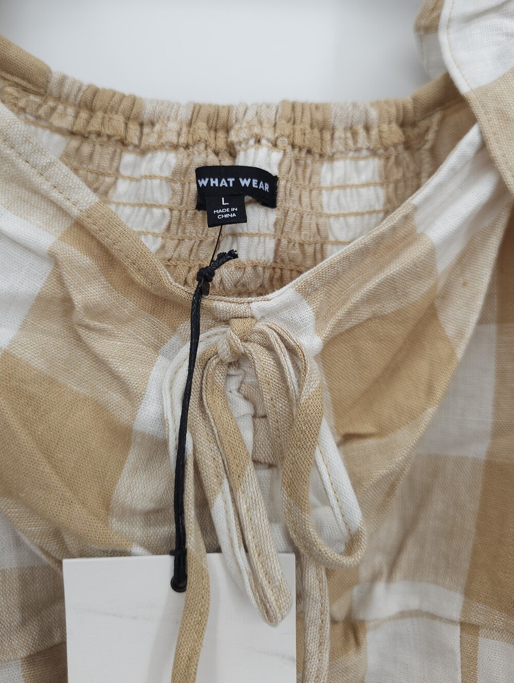 Plaid Top Large Linen Blend NWT - Picture 2 of 15